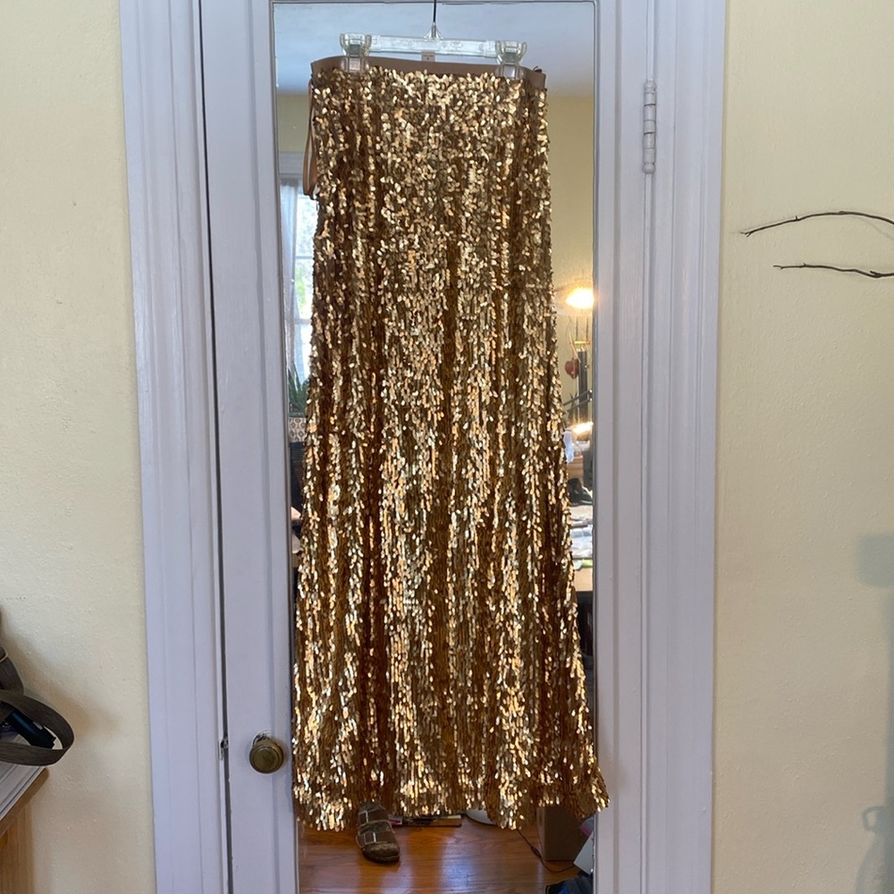 Full length gold skirt